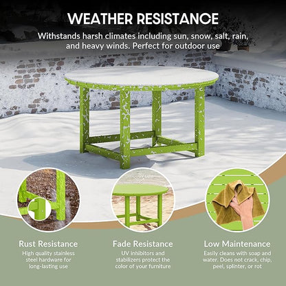 WestinTrends Dylan 5-Piece Outdoor Patio HDPE Adirondack Chair with Round Coffee Table Conversation Set, Lime