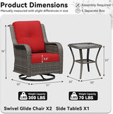 3 Piece Outdoor Wicker Patio Furniture Set, Swivel Rocker Patio Chairs Set with Thickened Olefin Cushions - Photo 2