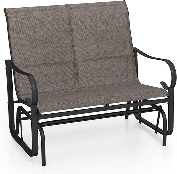 Giantex 2-Person Outdoor Glider Bench with High Backrest, Mesh Fabric, Metal Frame, 660Lbs Capacity, Rocking Chair - Photo 1