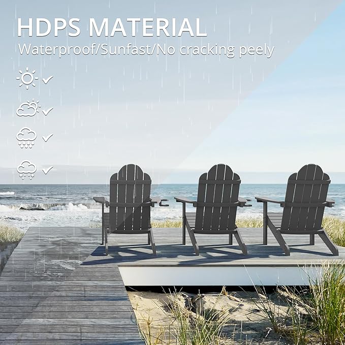 LUE BONA HDPS Adirondack Chairs Set of 8, Fire Pit Outdoor Chair Weather Resistant with Cup Holder - Photo 3