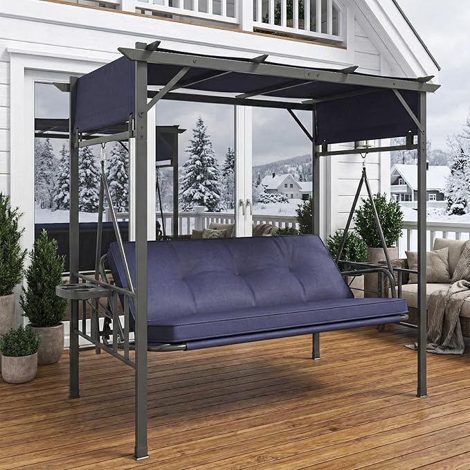 AECOJOY 2-in-1 Convertible Porch Swing Bed 3 Seat - Photo 9