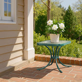 VINGLI Outdoor Side Table, 18" Patio Table Steel Frame Tempered Glass Top - Photo 9