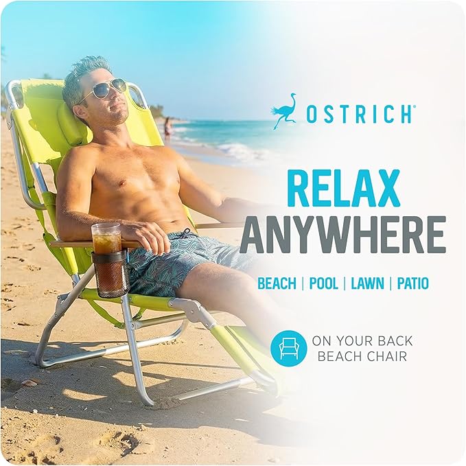 Ostrich the Deluxe 3N1 Lightweight Lawn Beach Reclining Lounge Chair with Footrest, Outdoor Furniture for Patio, Balcony - Photo 4