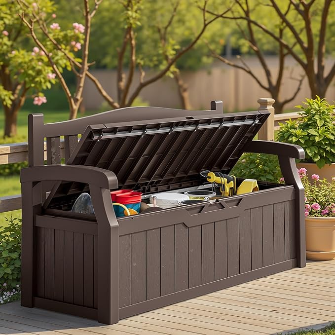 Homall 75 Gallon Outdoor Storage Benches Lockable Deck Box with Waterproof and UV Resistant - Photo 7
