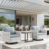 Outdoor Patio Swivel Rocker Chairs - 3 Piece Wicker Patio Furniture Bistro Swivel Rocking Chairs Set with Comfortable - Photo 7