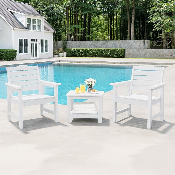 18" Outdoor Side Table, 2-Tier Patio Side Table, Weather Resistant, Easy Assembled - Photo 2