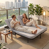 RADIATA 51.2" Outdoor Loveseat Sofa Bed, PE Wicker Patio Daybed with 2-Person Double Chaise Lounge - Photo 4