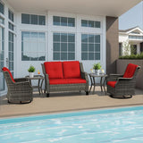 5 Piece Patio Furniture Set, 2-Seater Loveseat, 2 Swivel Glider Chairs and 2 Side Tables - Photo 1