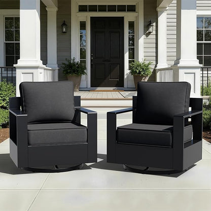Aluminum Patio Swivel Chair - Outdoor Swivel Rocking Chair with 6" Thick Removable Cushions, All-Weather Metal Frame, Deep Setting for Garden, Poolside and Porch