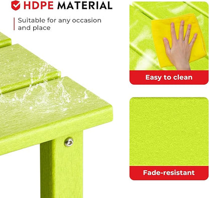 Costaelm Square Outdoor Side Tables, Adirondack Patio Tables for Outside, HDPE Patio End Table Weather Resistant, Balcony Table for Pool, Seaside, Backyard, Porch, Indoor Companion, Lime