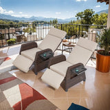 Outdoor Patio Recliner Chair, 180°Reclining Patio Chairs with Adjustable Backrest & Flip-Up Table - Photo 7