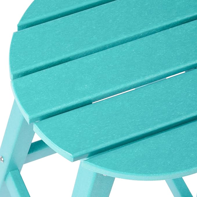 Costaelm 29" Height Outdoor Bar Stools, All-Weather Bar Stools, Adirondack Poly Patio Round Bar Stool for Patio, Deck, Kitchen Counter and Garden, Turquoise