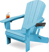KINGYES Folding Adirondack Chair with Dual Cup Holders - HDPE All-Weather Outdoor Chairs - Photo 1