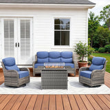 Luxury High Back Patio Furniture Set with 6-Inch Thick Cushions, 4-Pieces Outdoor Furniture with Swivel Chairs - Photo 1