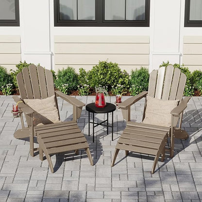Costaelm Adirondack Chair Footrest Foldable Ottoman, Folding Ottoman Outdoor Foot Rest for Patio Waterproof, Adirondack Ottoman Outdoor, Weathered Wood