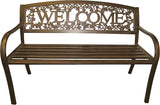 Leigh Country Metal Outdoor Bench, Welcome Design, Decorative Patio Seating for Porch/Deck - Photo 6