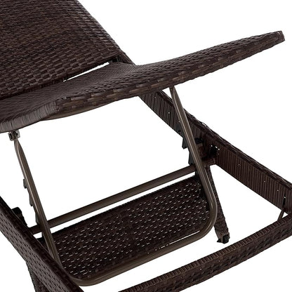 SAFAVIEH Outdoor Patio Furniture Collection – Alex Brown & Taupe Quick Dry Foam Lounger, Adjustable Outdoor Chaise, Modern Curved Design (PAT7545B)