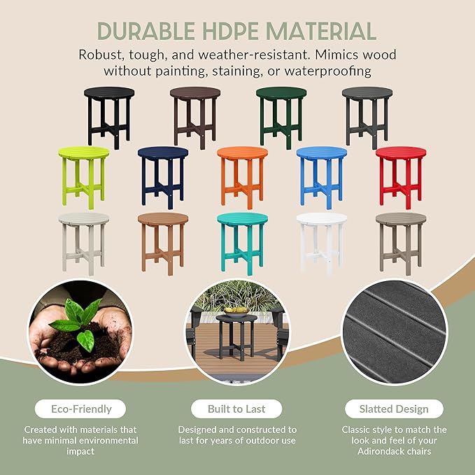 WestinTrends Dylan Adirondack Round Outdoor Side Table, Gray