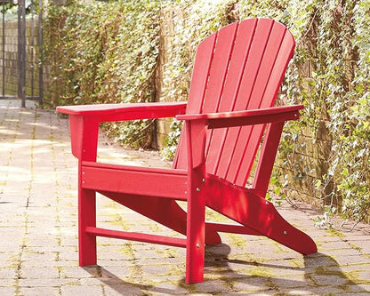 Signature Design by Ashley Sundown Treasure Outdoor Patio HDPE Weather Resistant Adirondack Chair, Red