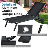 Tangkula Outdoor Aluminum Chaise Lounge, Patio Lounge Recliner Chair w/6 Adjustable Backrest - Photo 7