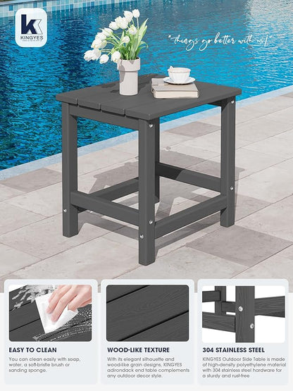 KINGYES Adirondack Outdoor Side Tables Set of 2, Gray