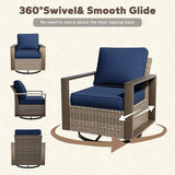 8 Pieces Metal Wicker Patio Furniture Set - 75" Sofa, Four Swivel Chairs and Two Ottomans - Photo 4