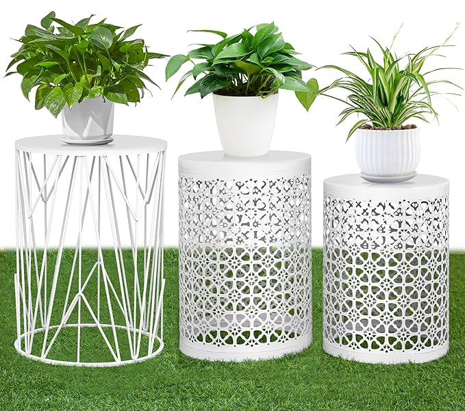 Y&M Set of 3 Heavy-Duty Round End Table, Side Table, Coffee Table for Indoor Multifunctional Use - Photo 1