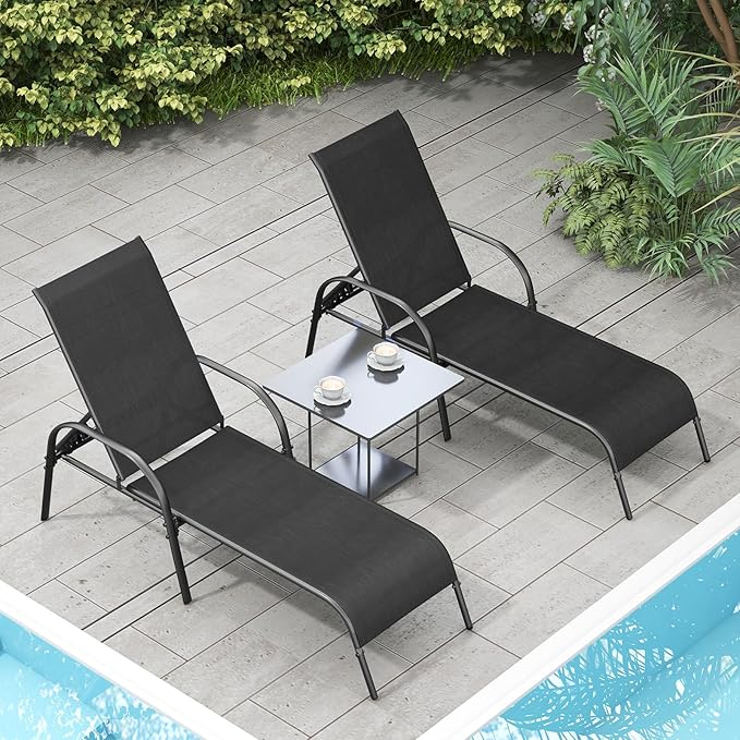 Nightcore Chaise Lounge Chair Outdoor, Pool Chair with 5 Adjustable Backrest, Patio Lounge Chairs with Breathable Fabric - Photo 1