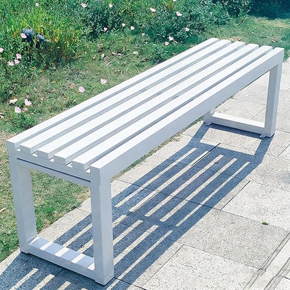 Park Bench for Outside, Outdoor Benches Weatherproof, Metal Garden Bench 2-Person Seat 100/120/150/180 Cm Patio Benches Backless for Lawn Yard Entryway, Capacity 660 Lbs(White,120 cm/47.2 in)