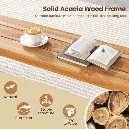 RELAX4LIFE 63’’ Outdoor Bench Acacia Wood - 3-Person Backless Patio Benches with Heavy Duty Metal Frame, Wooden Picnic Dining Garden Bench for Outside Backyard Park Porch, 800 LBS Weight Capacity (1)