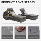 Outdoor Chaise Lounge Chair Set of 2 Wicker Pool Lounge Chairs Tanning Lounges for Outside Lawn Sunbathing Chairs with - Photo 7