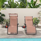 Goplus Zero Gravity Chairs, X-Large Folding Lounge Lawn Chair w/Canopy Shade & Cup Holder - Photo 2