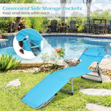 GYMAX Tanning Chair, Folding Lounger with Face/Arm Holes, Carry Handles & Side Pocket - Photo 5
