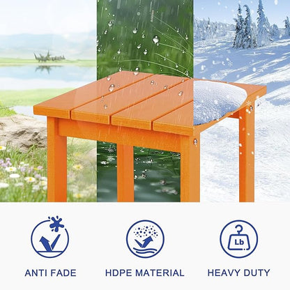 LZRS Adirondack Square Outdoor Side Table for Patio, Pool Composite Patio Table,HDPE End Tables for Backyard,Pool, Indoor Companion, Easy Maintenance & Weather Resistant(Orange)