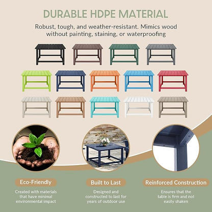 WestinTrends Malibu Low Outdoor HDPE Square Patio Coffee Table, Navy Blue