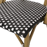Gwendolyn Outdoor French Bistro Chairs (Set of 2), Black, White, and Bamboo Finish - Photo 5