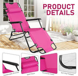 Outvita Folding Chaise Lounge Chair, Outdoor Adjustable Recliner Chair with Pillow for Camping, Beach, Poolside, Garden - Photo 5