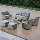 Patio Furniture Swivel Chairs Set - 7 PC Wicker Rattan Outdoor Sectional Conversation Sets with 2 Rocking Chair - Photo 8