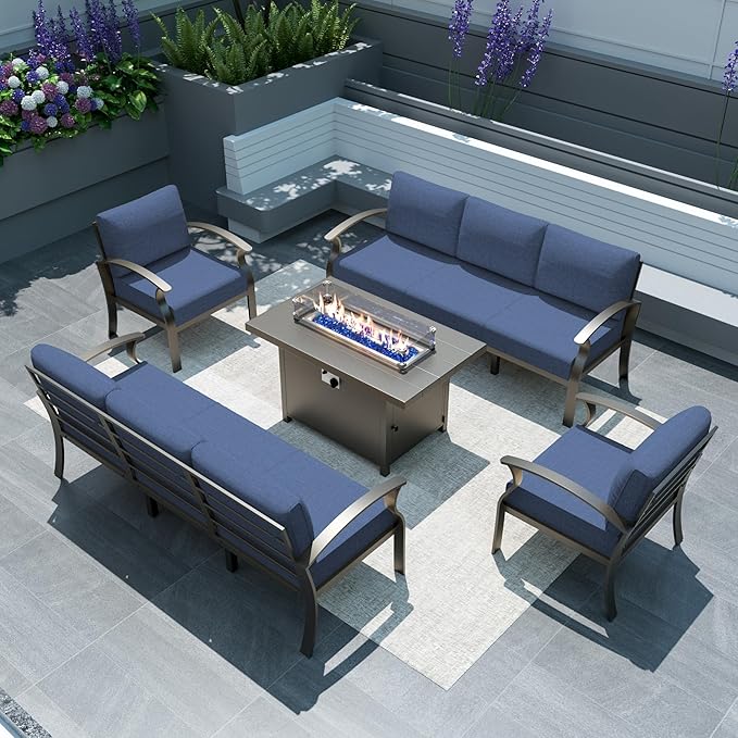 Gotland Aluminum Patio Furniture Set, Metal Outdoor Furniture with 45’’ 55 - Photo 8