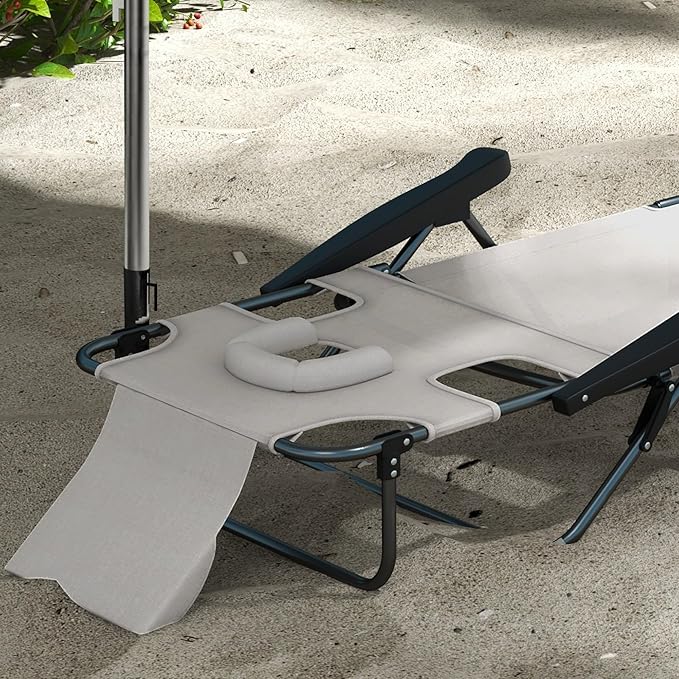 3-in-1 Oversized Sun Tanning Chair with Mat & Face Hole - Photo 4