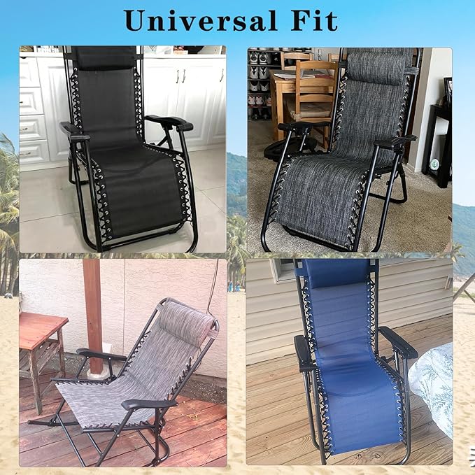 Zero Gravity Chair Replacement Fabric with Bungee Cord Kit, 19 Inch Wide Repair Cloth with Replacement Cord for Anti Gravity Chairs Outdoor Recliner Patio Lounge Chair Lawn Beach Sling Chair, Blue