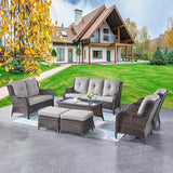 Outdoor Patio Furniture Sofa Set - 7 Piece Rattan Wicker Patio Sectional Conversation Sets with 1 Sofa, 1 Loveseat - Photo 1