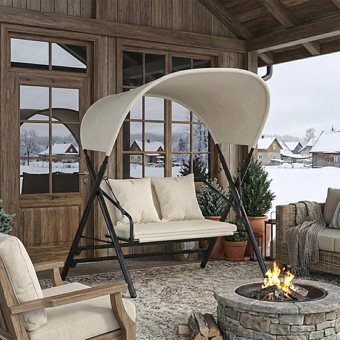 AECOJOY 2 Seat Outdoor Patio Swing Chair with Cover, Porch Swings Chairs for Adult - Photo 8