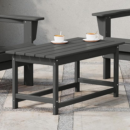 WestinTrends Malibu Outdoor Coffee Table, 35" x 17.5" All Weather Poly Lumber Patio Adirondack Coffee Table for Garden Lawn Porch Balcony, Gray