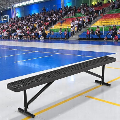 8FT Outdoor Bench, Metal Park Bench for Sitting Area Convert a Bench Heavy-Duty School Benches Commercial Rectangular Bench for Patio Porch Backyard Sports Church Locker Room Shopping Centers