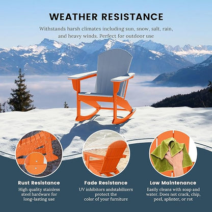 WO WESTIN OUTDOOR HDPE Laguna Outdoor Rocking Poly Adirondack Chair (Set of 2), Orange