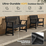 Ciokea 49" Heavy Duty Outdoor Bench Set of 2, HDPE Weatherproof Garden Bench, 2-Person Memorial Benches with 660 Lbs - Photo 3