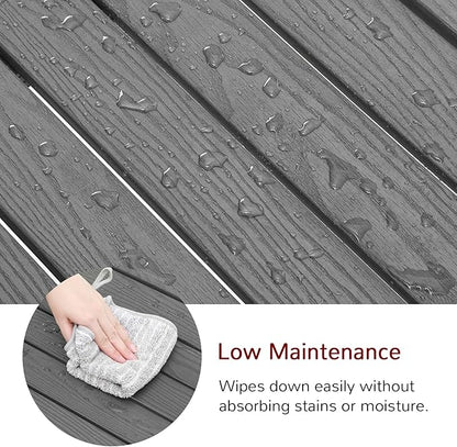 Stoog Outdoor Bench, 2-Person Outdoor Dining Bench, All-Weather HIPS Garden Bench for Patio, Backyard, Porch, and Entryway, Grey