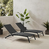 Crosley Furniture Weaver 2-Piece Reclining Sling Outdoor Chaise Lounge Chair Set with Wheels, Patio, Deck, Pool - Photo 2