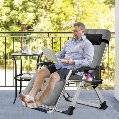 Slsy Zero Gravity Chair, Reclining Lounge Chair with Removable Cushion & Tray for Indoor and Outdoor, Patio Recliner Folding Reclining Chair